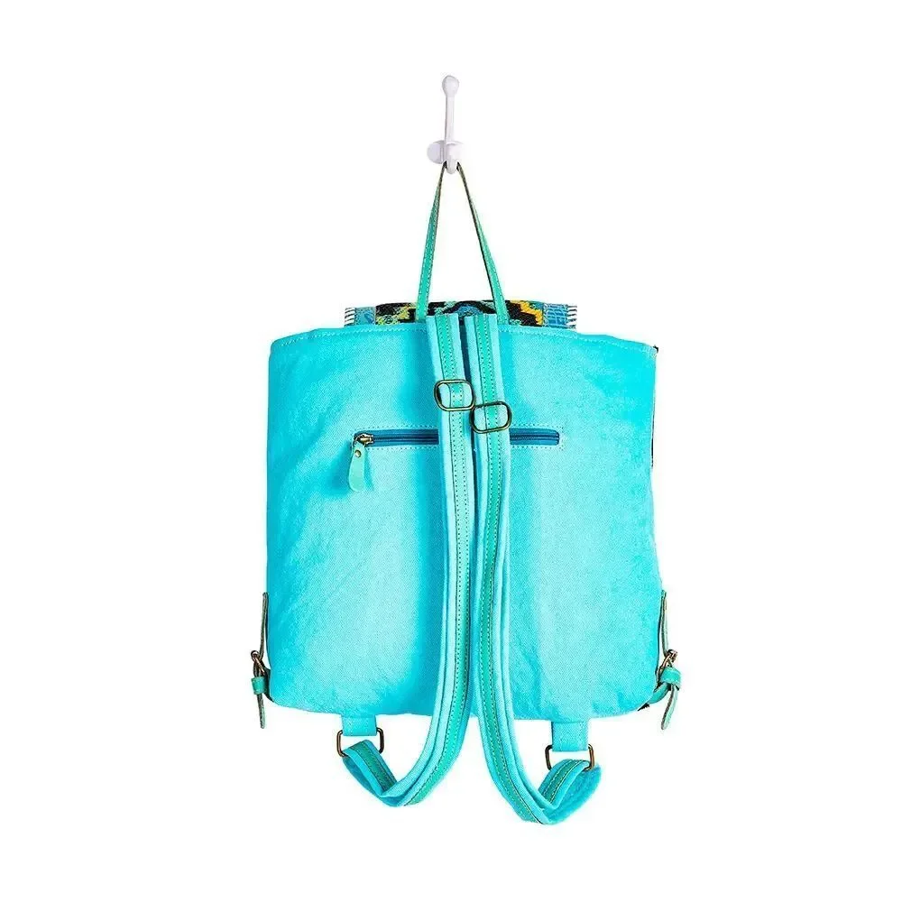 Myra Bag Handmade Tonga Backpack Upcycled Canvas & Cowhide Leather